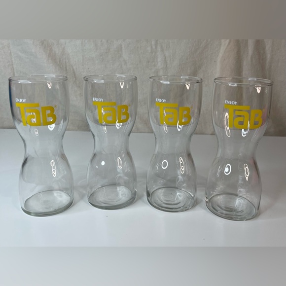 VIntage Tab Soda Hourglass Glass Set of 4 - Picture 1 of 6